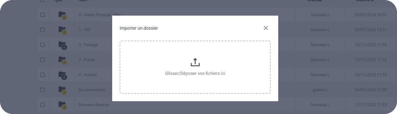 Importer dossier